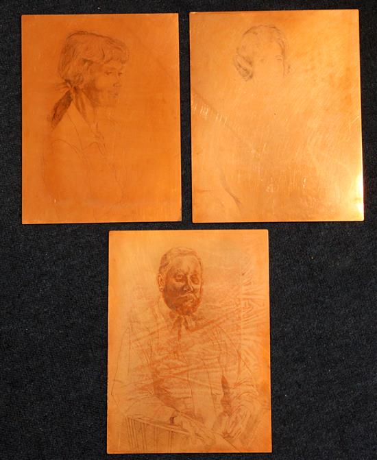 Edgar Holloway (1914-2008) three copper plates - American portraits
